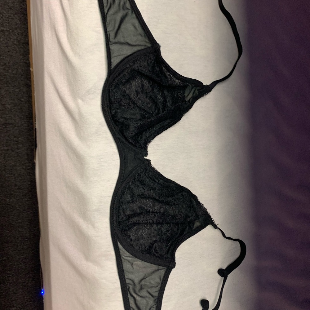 See through black lace bralete